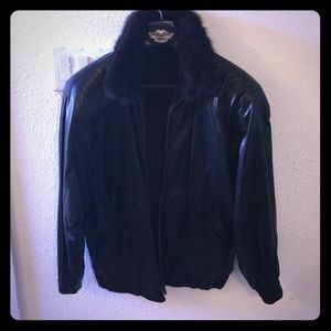 Leather and MinkReversible Bomber Jacket